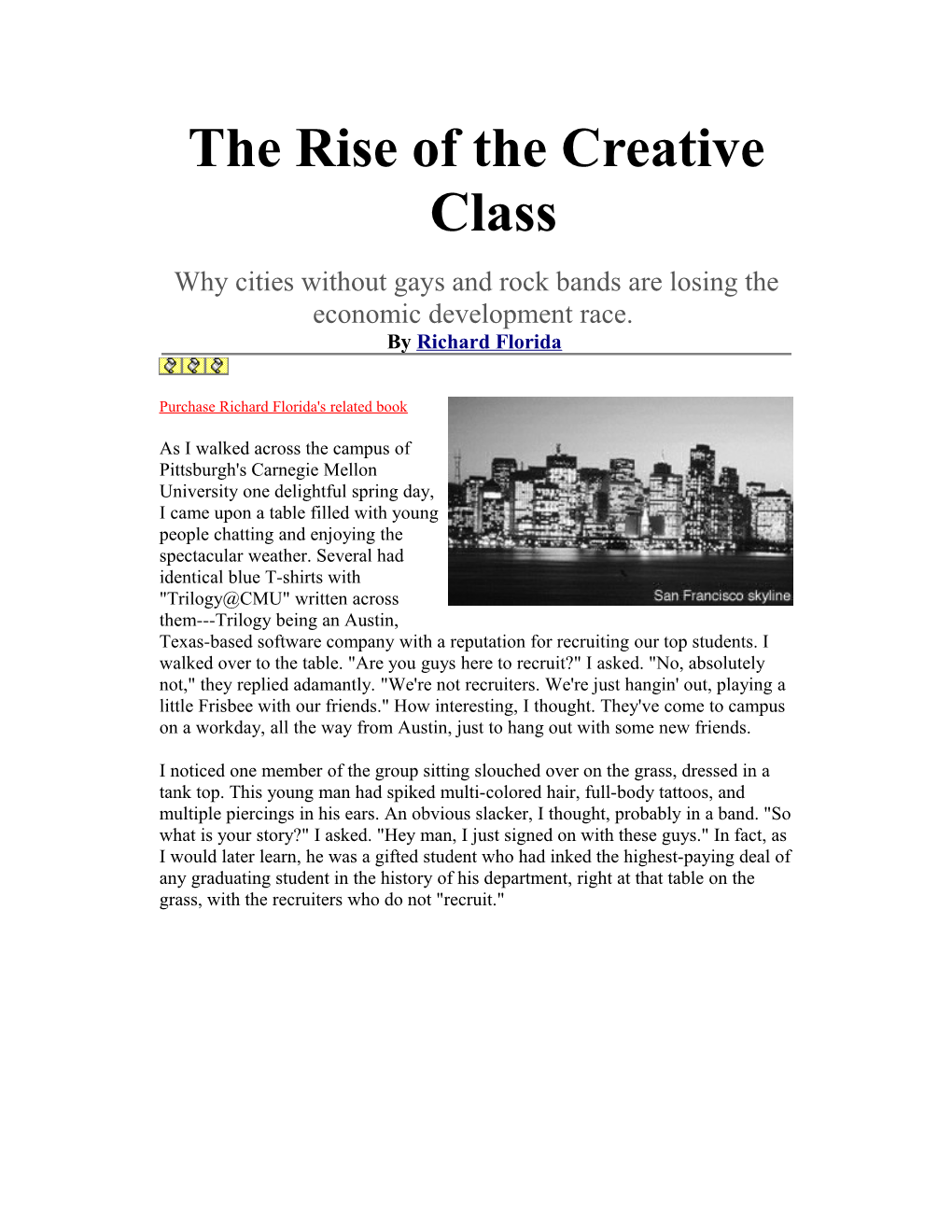 The Rise of the Creative Class