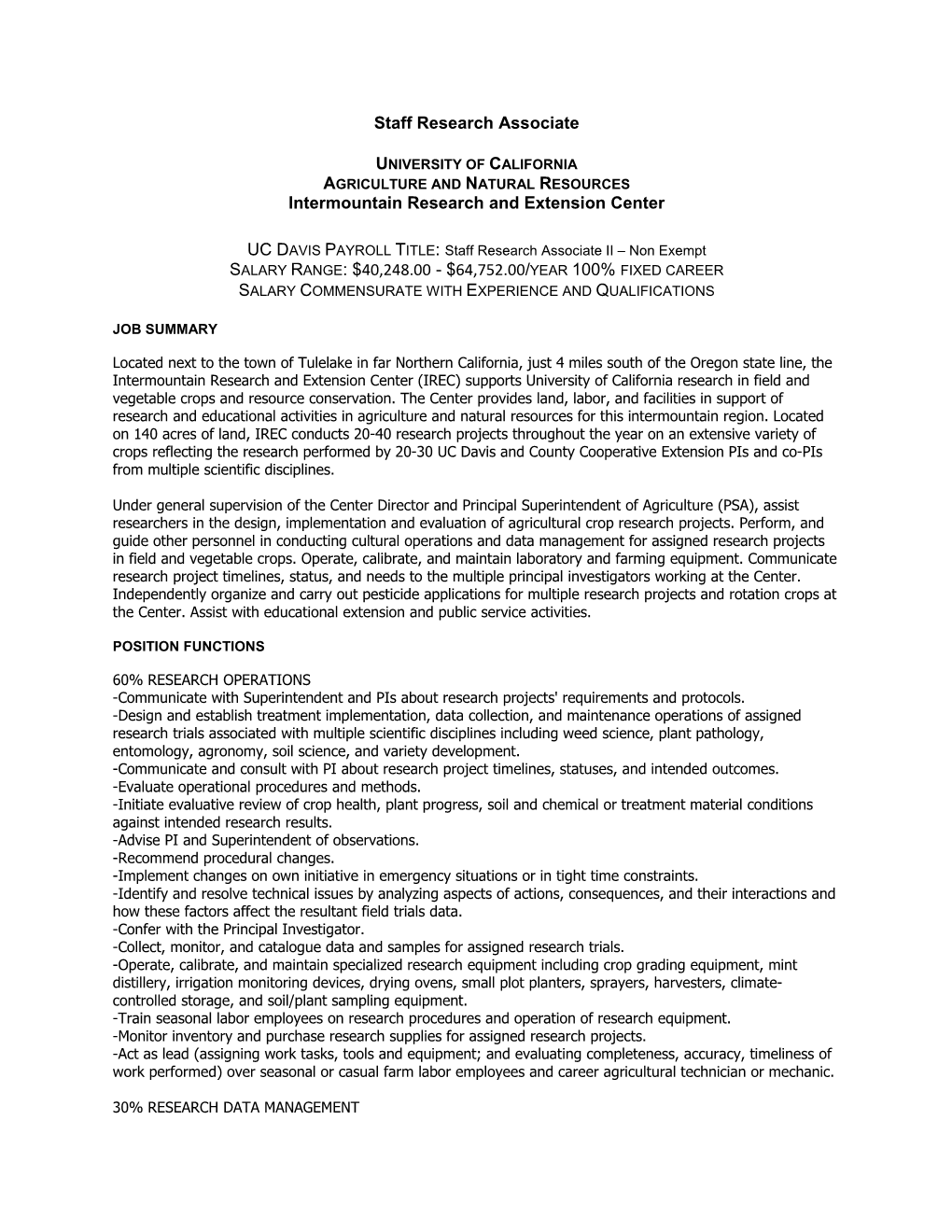 Analyst Iv, Contracts and Grants, Agriculture and Natural Resources s1