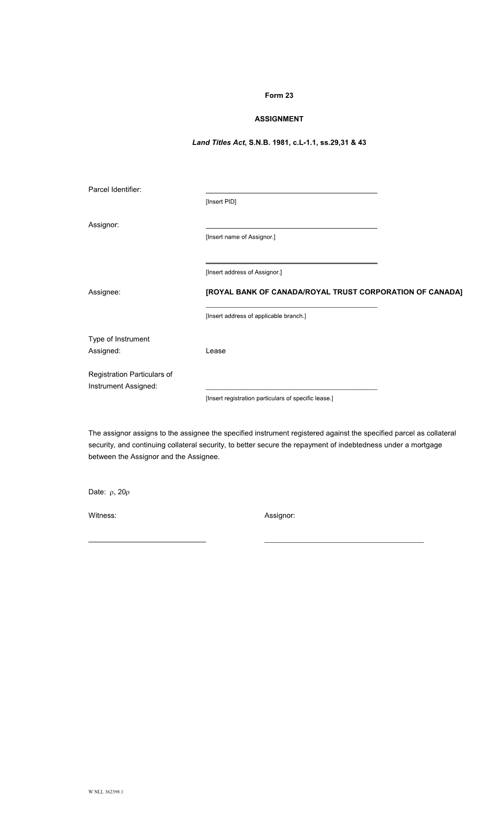 Land Titles Act, S.N.B. 1981, C.L1.1, Ss.29,31 & 43