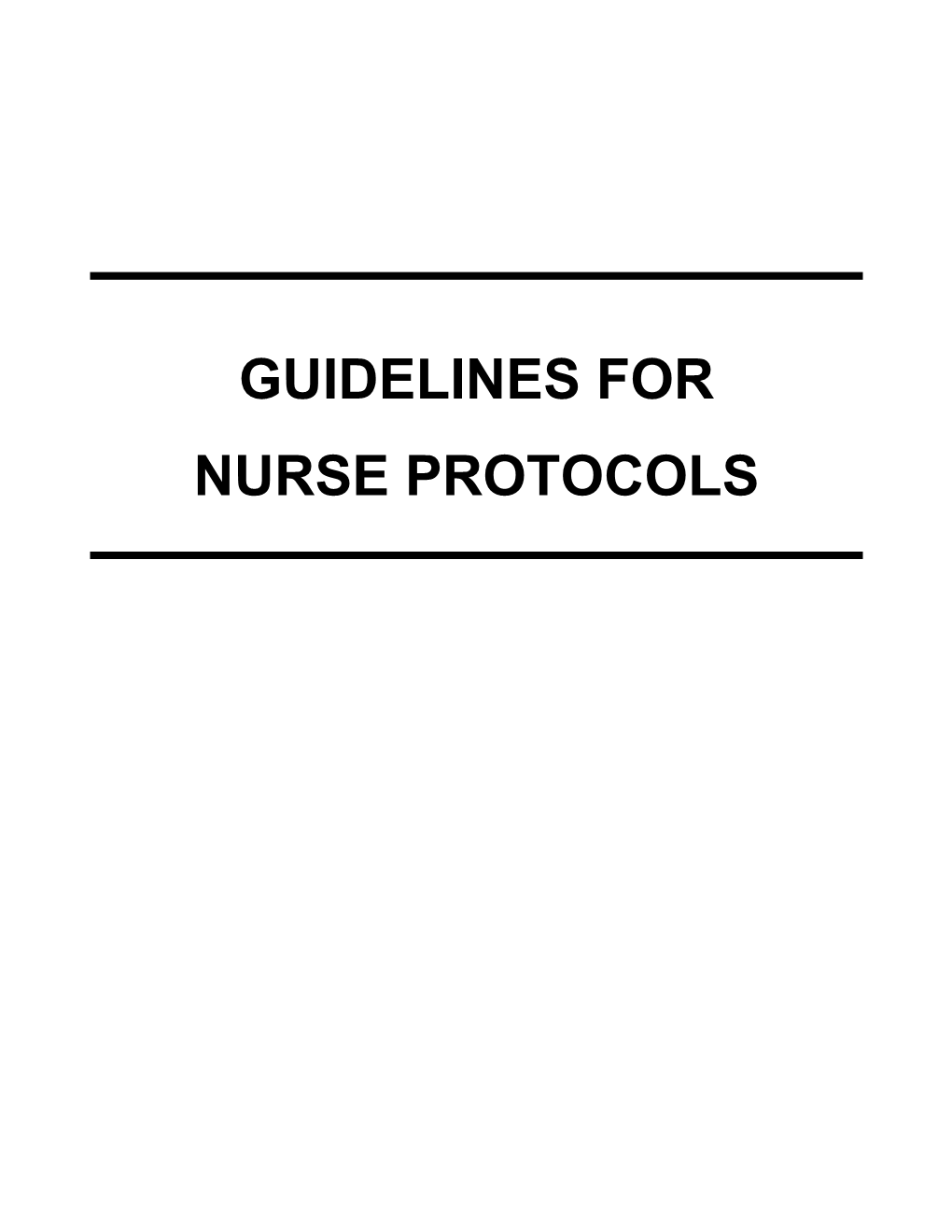 Nurse Protocols for Registered Professional Nurses