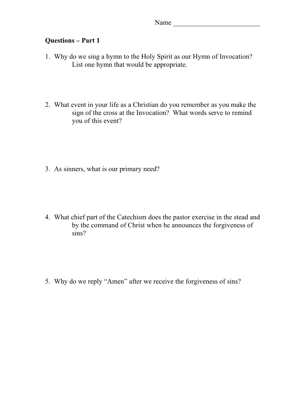 Liturgy Quiz Questions