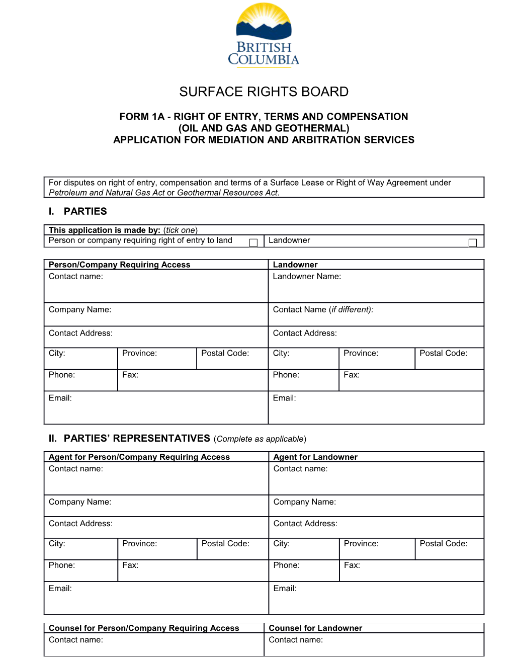 Form 1Asurface Rights Boardpage 1