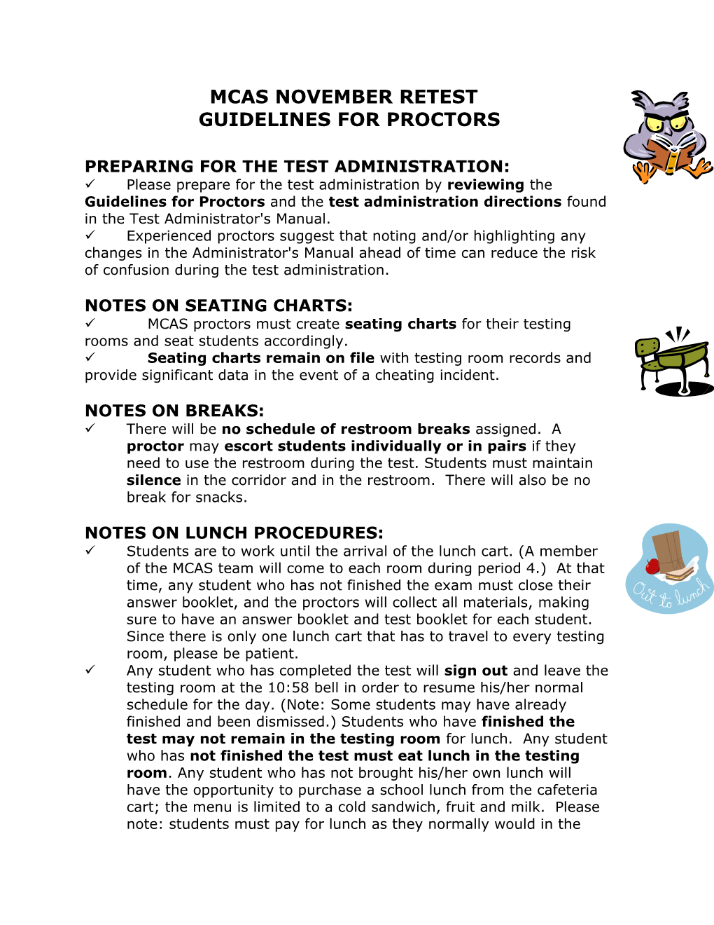 Sample MCAS Guidelines for Proctors: Brockton High School 2018