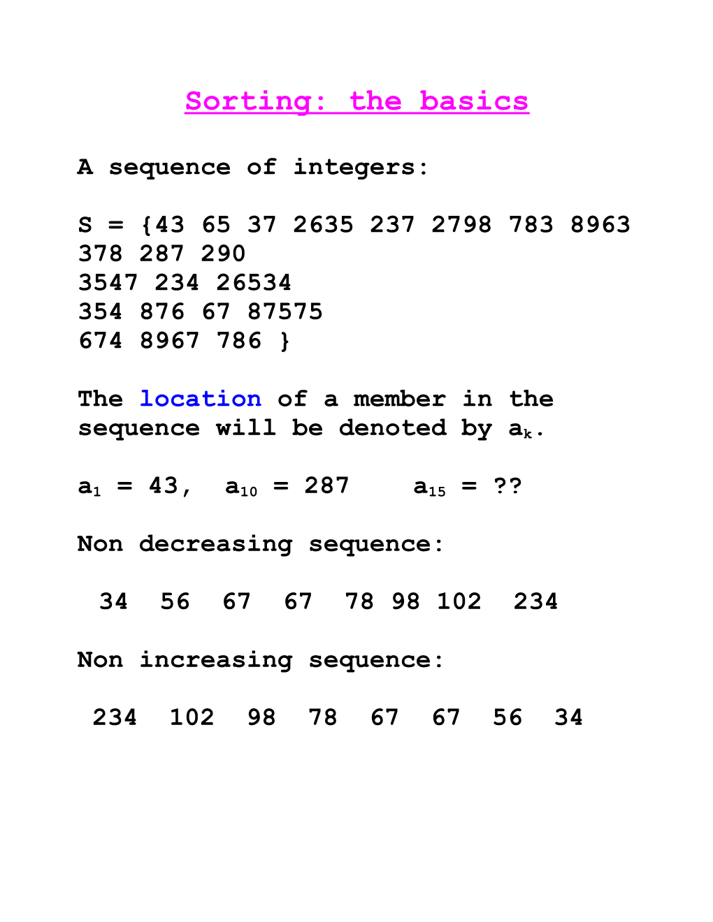 A Sequence of Integers