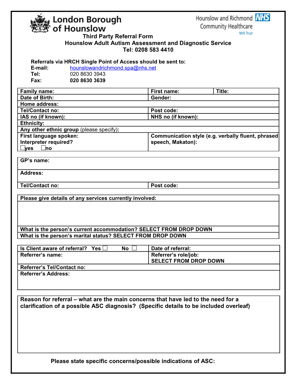 Hounslow Adult Autism Assessment and Diagnostic Service