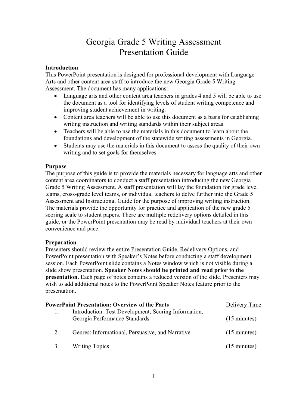 Georgia Grade 8 Writing Assessment