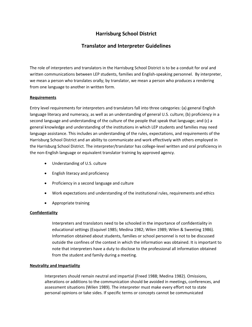 Translator and Interpreter Guidelines