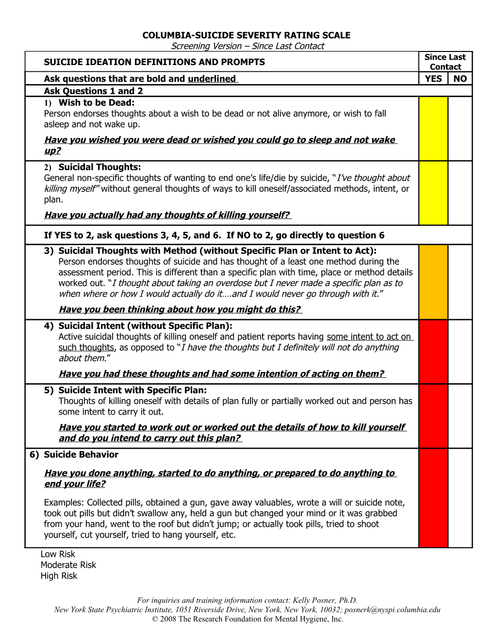 Suicide Ideation Definitions and Prompts