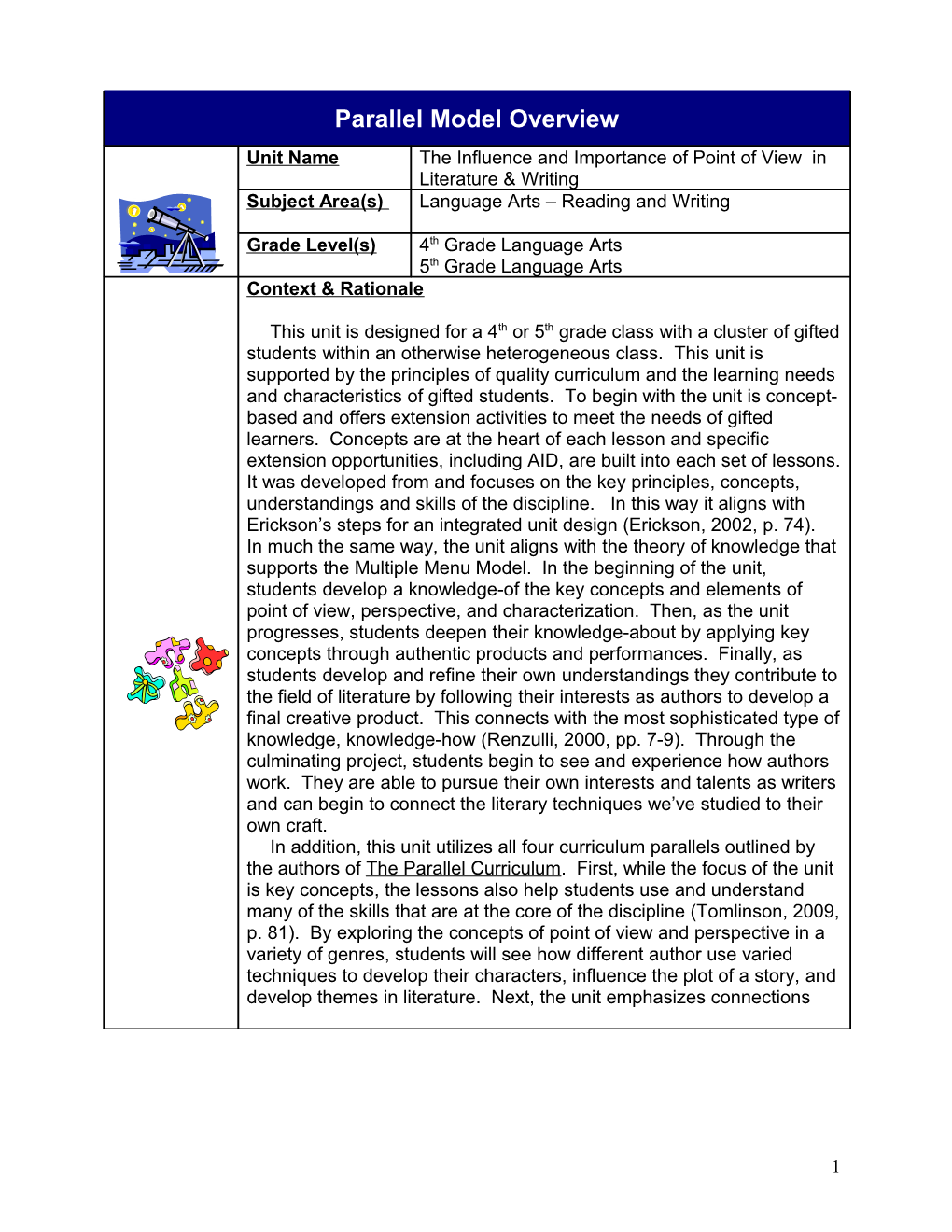 Parallel Model Overview