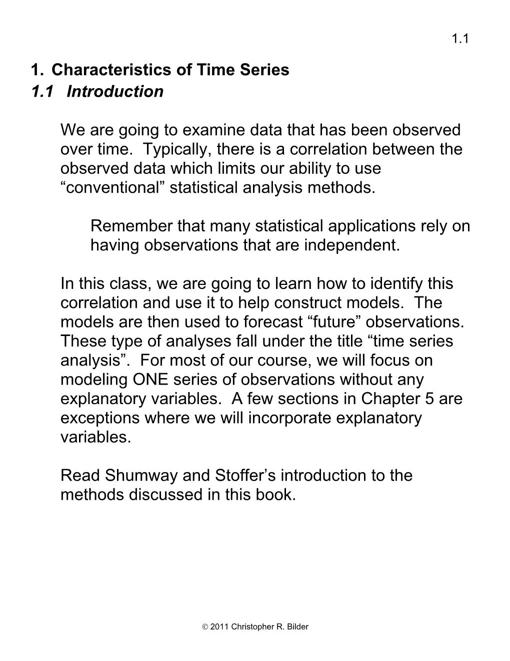 1.Characteristics of Time Series