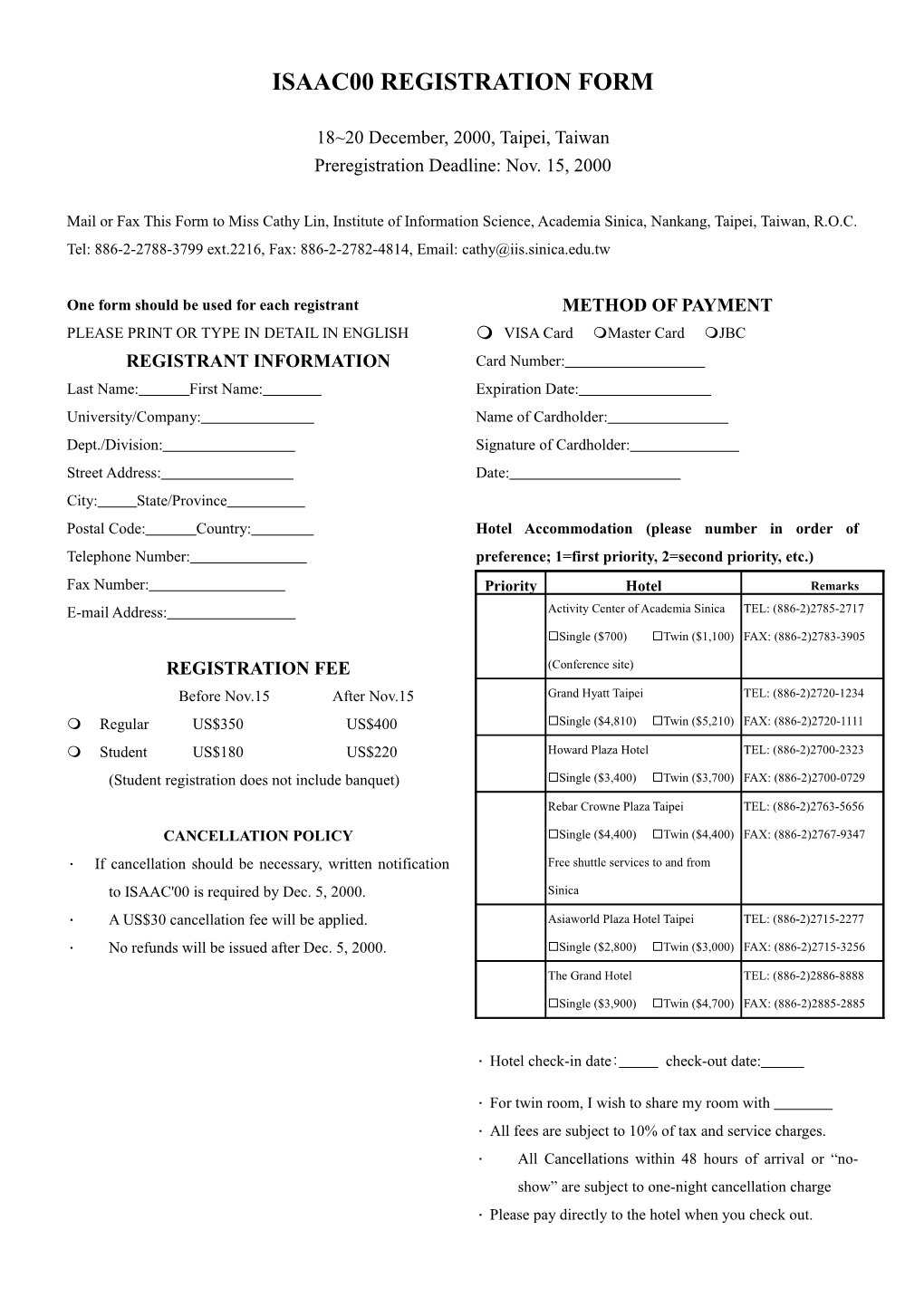 Isaac00 Registration Form