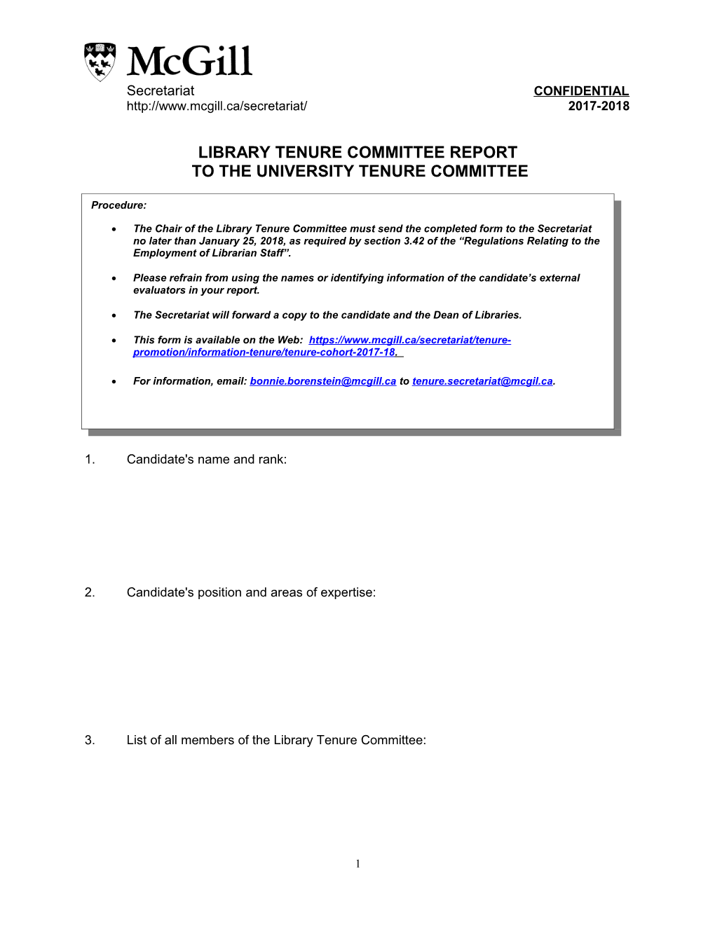 Library Tenure Committee Report