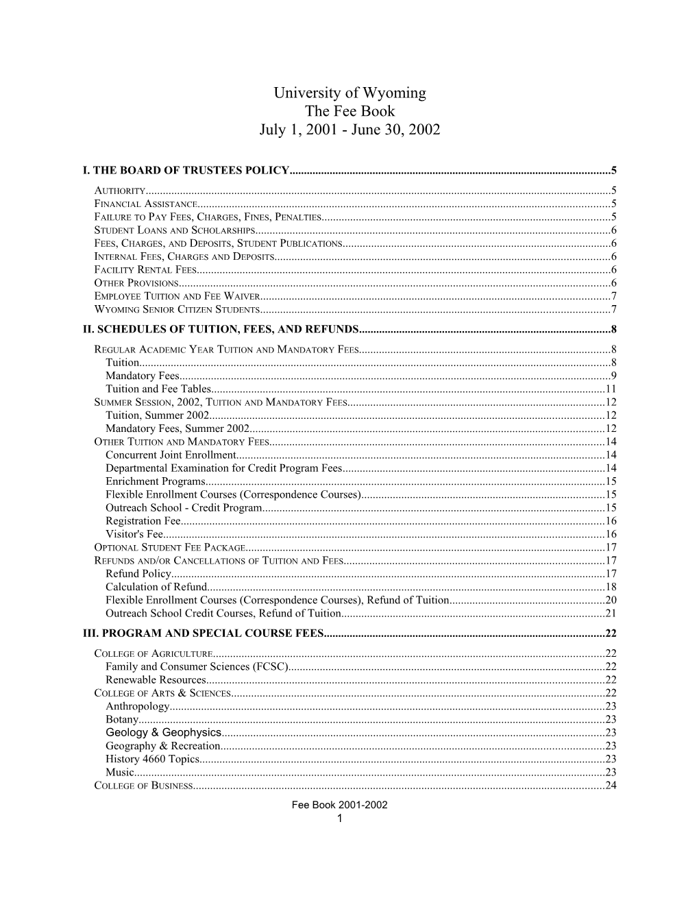 I. the Board of Trustees Policy 5 s1