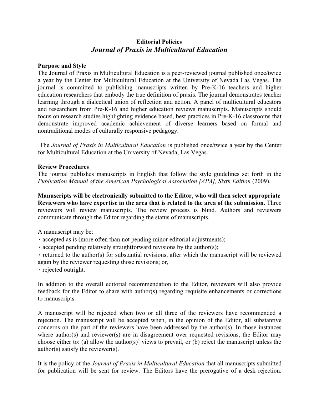 Journal of Praxis in Multicultural Education