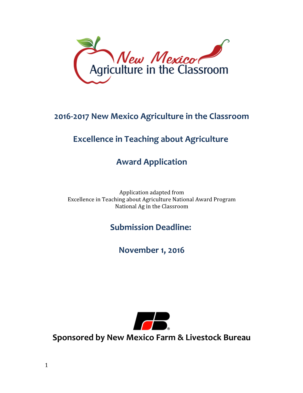 2016-2017 New Mexico Agriculture in the Classroom