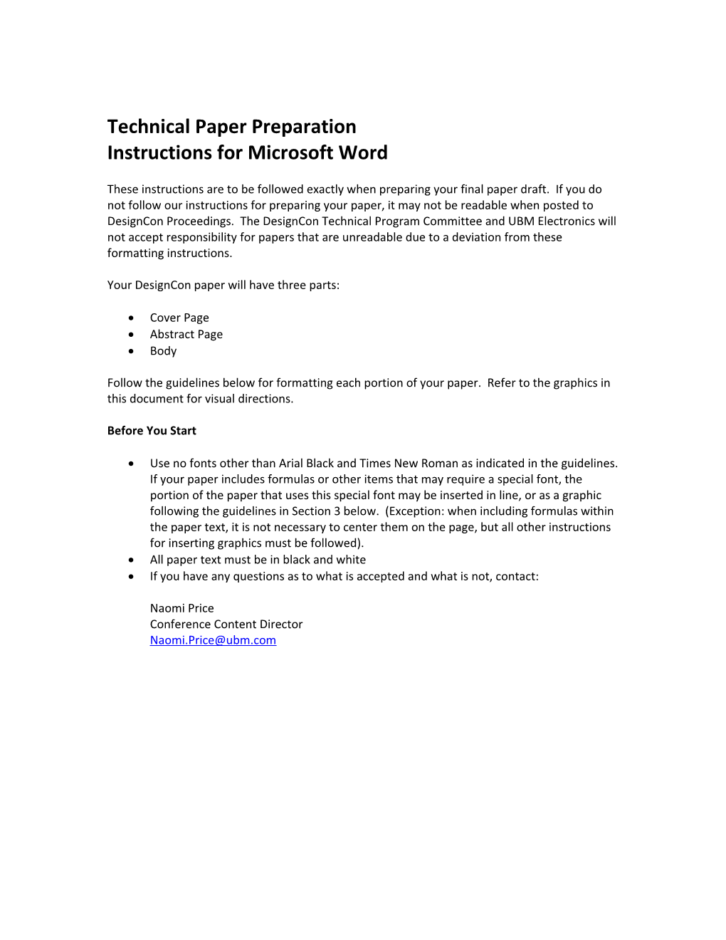 Instructions for Microsoft Word