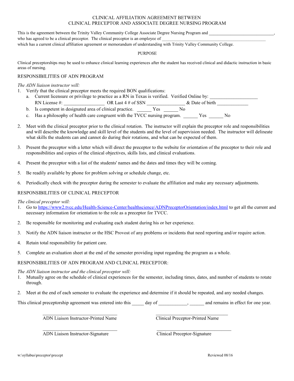 Clinical Affiliation Agreement s2