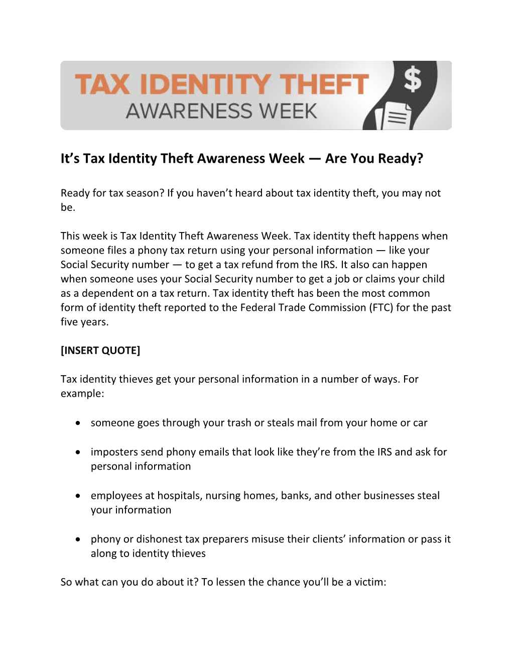 It S Tax Identity Theft Awareness Week Are You Ready?