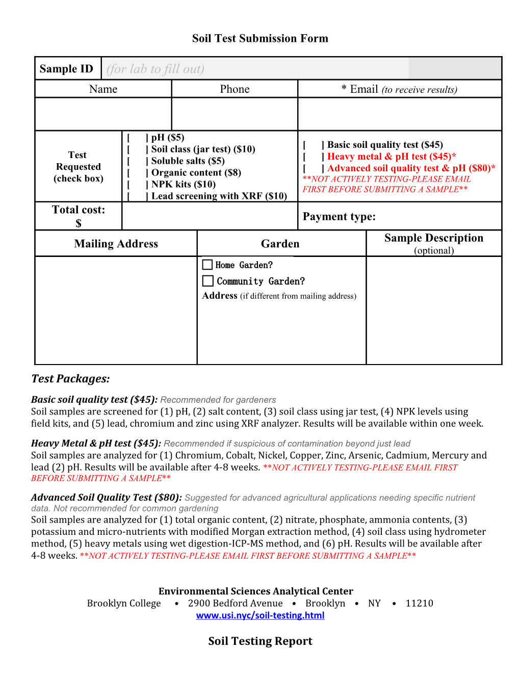 Soil Testing Report