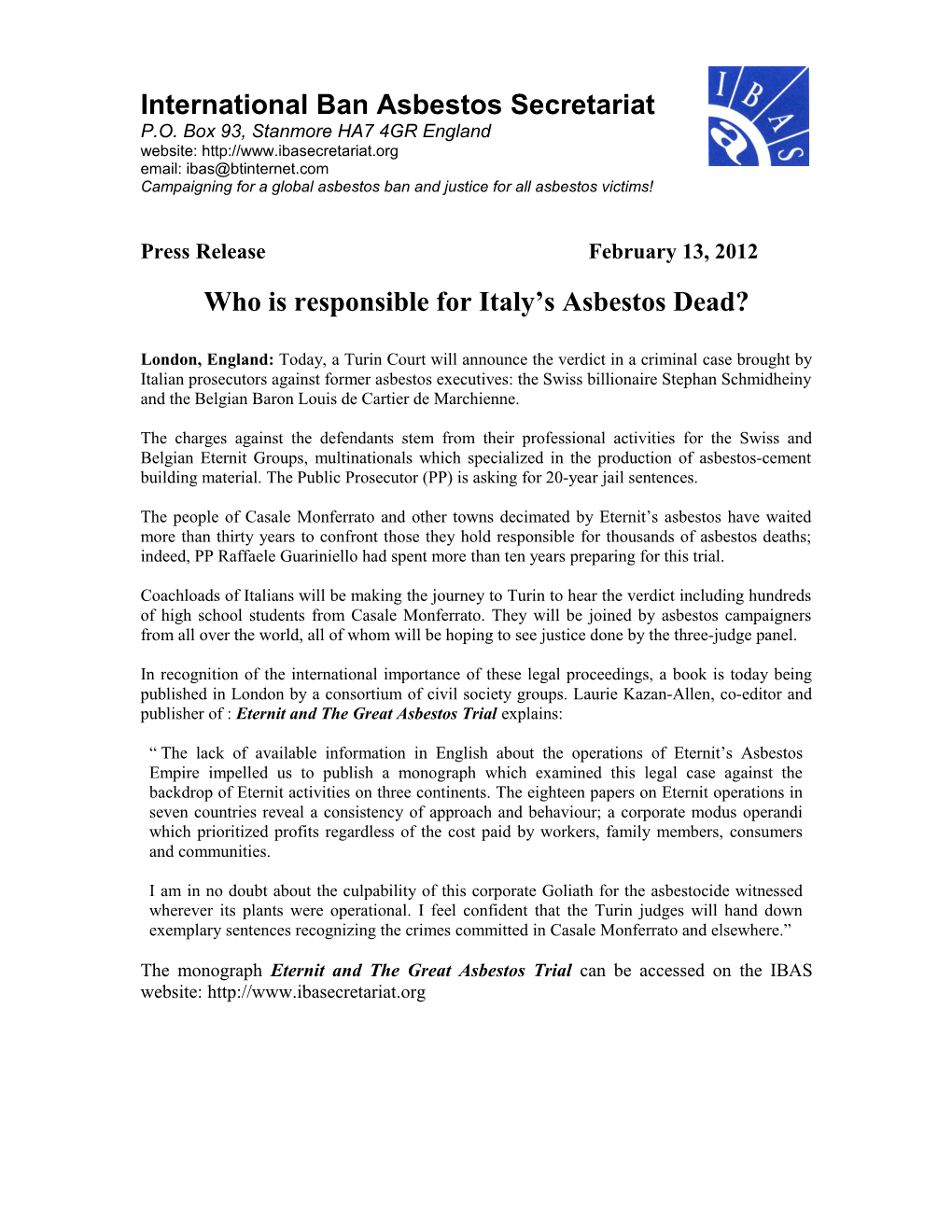 Who Is Responsible for Italy S Asbestos Dead?