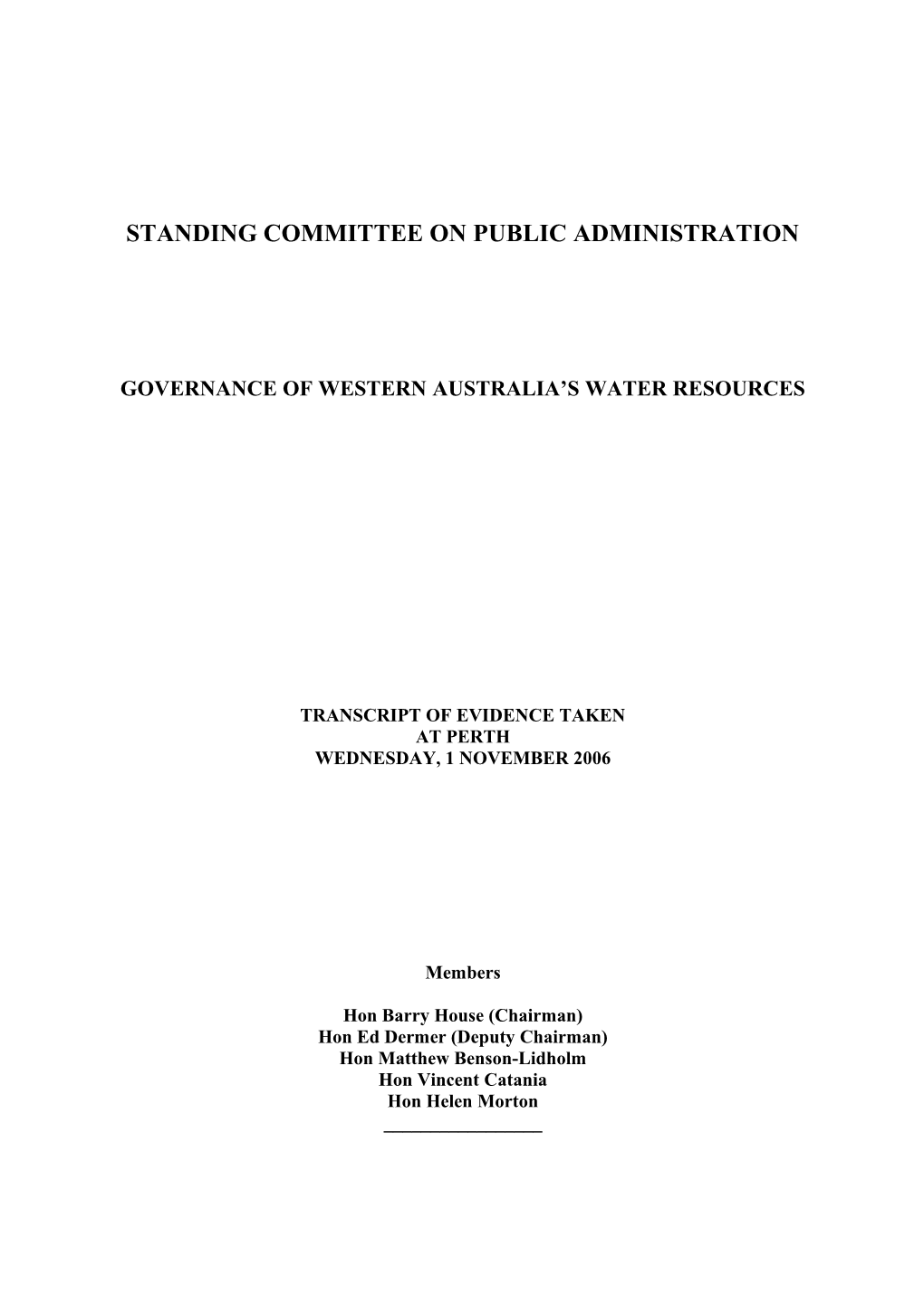 Standing Committee on Public Administration
