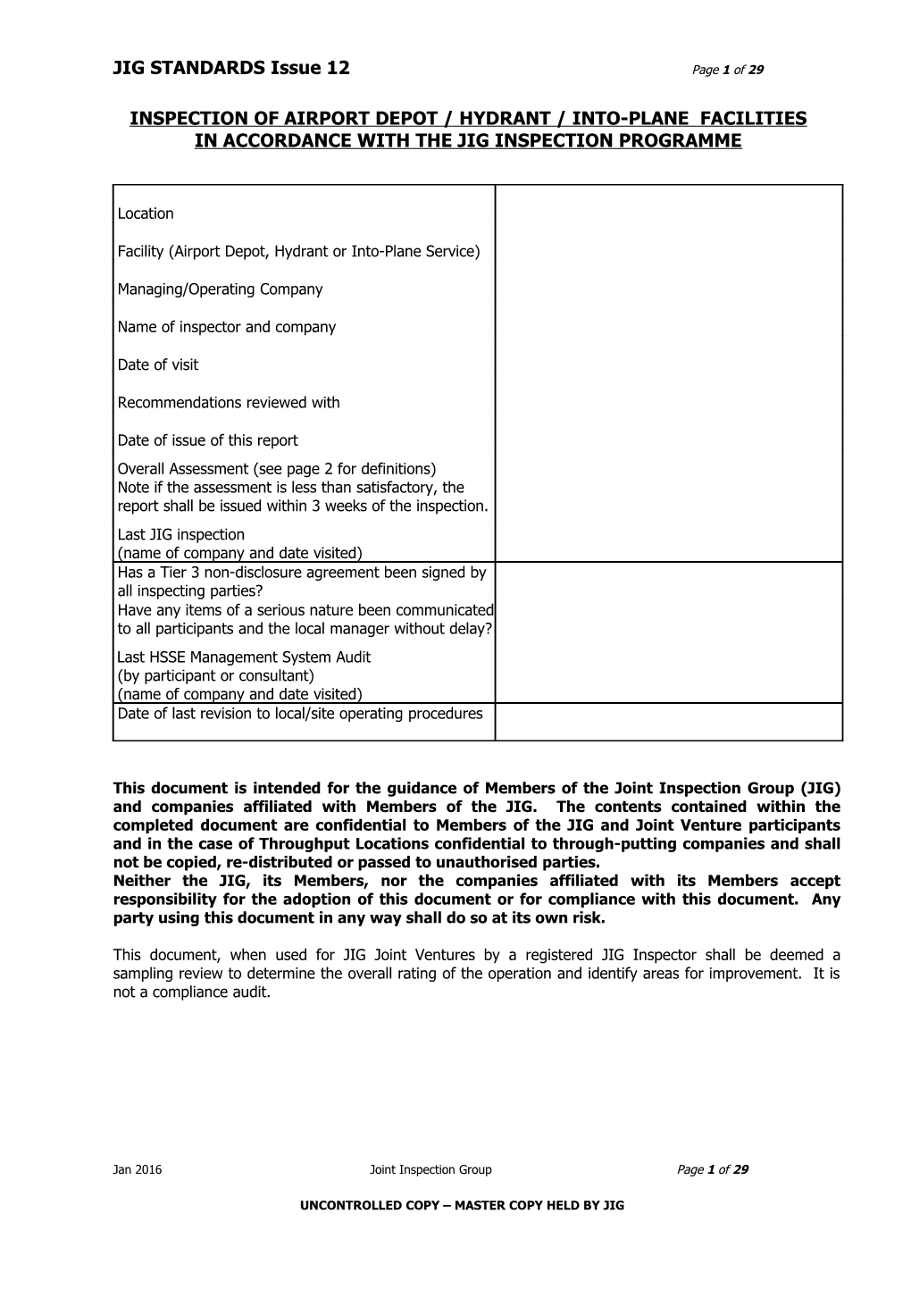 JIG STANDARDS Issue 12 Page 1 of 3