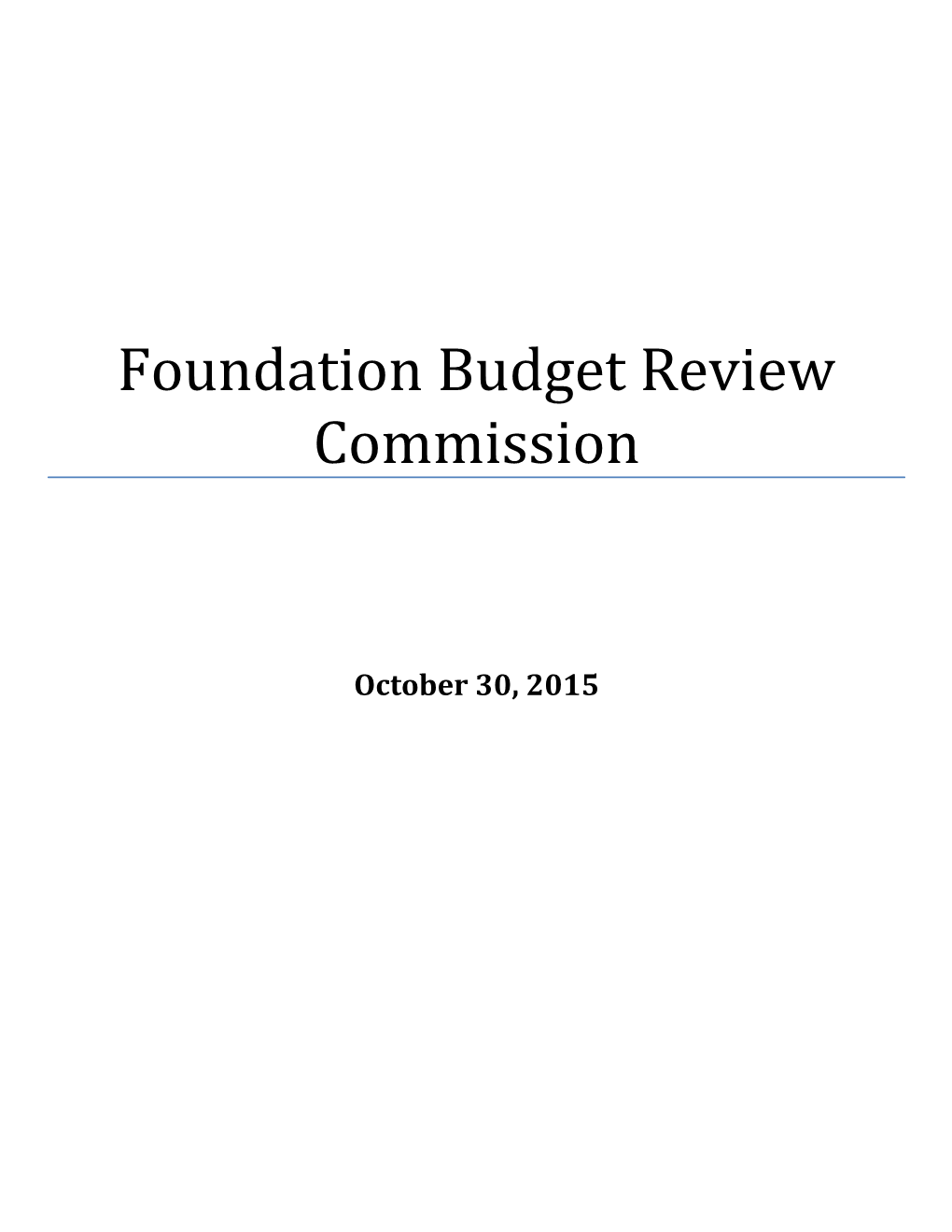 Foundation Budget Review Commission