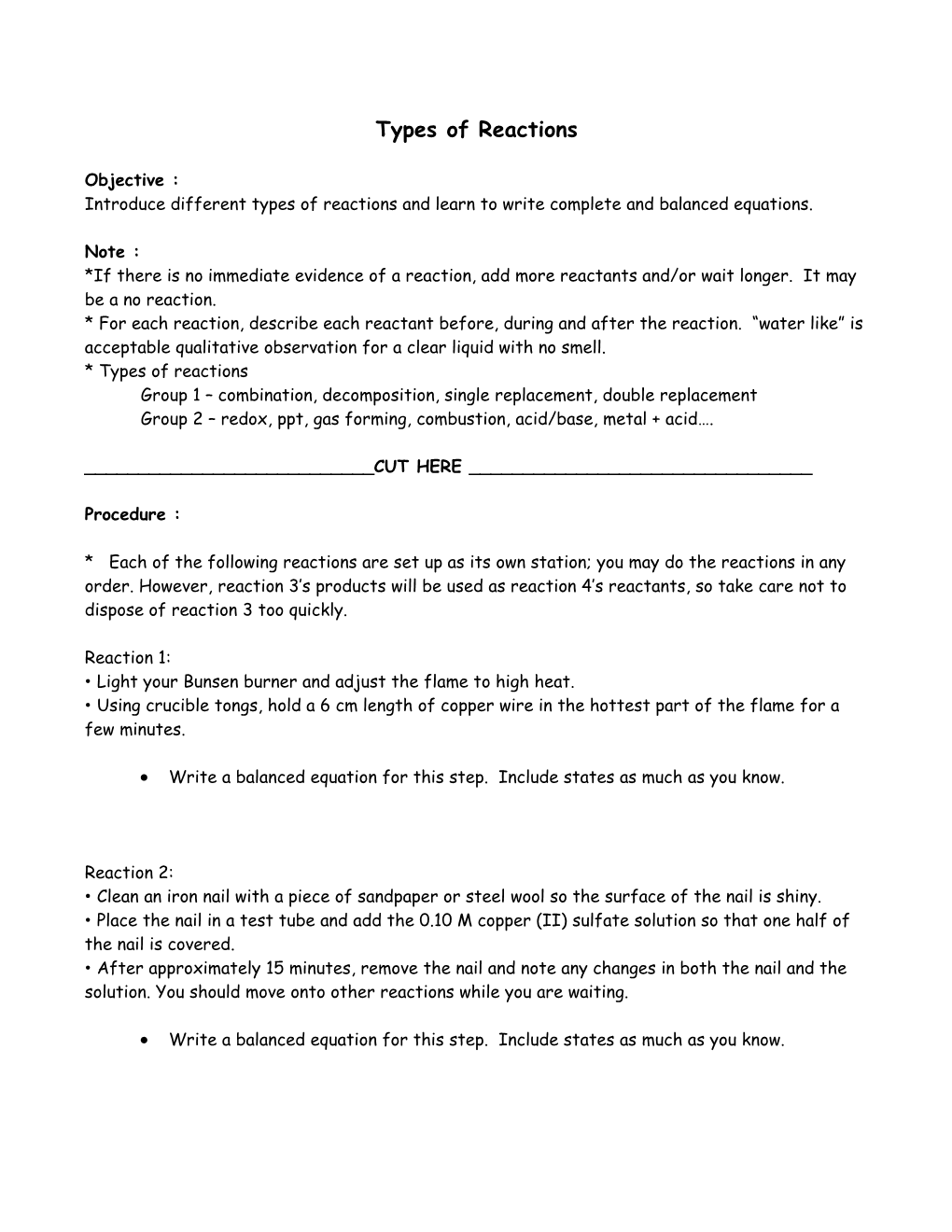 Types of Reactions s3