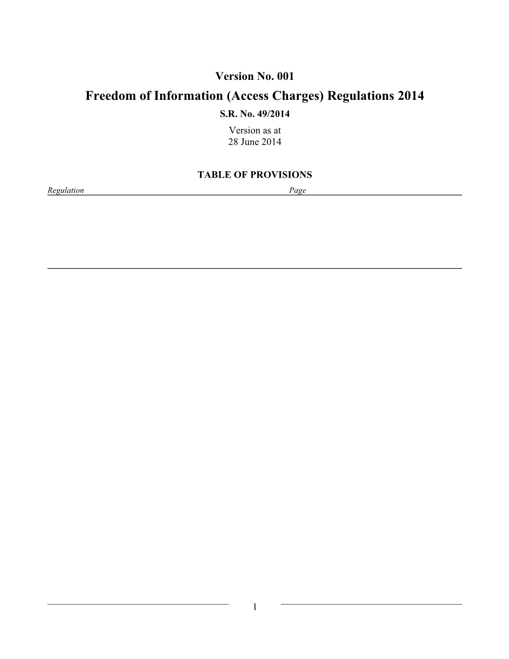 Freedom of Information (Access Charges) Regulations 2014