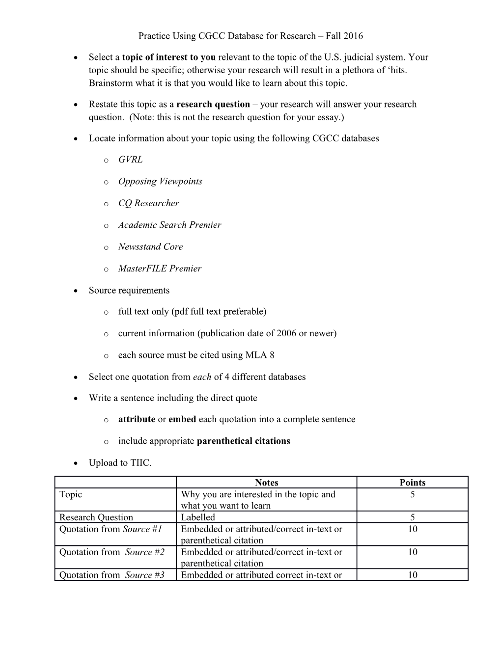 Practice Using CGCC Database for Research Fall 2016