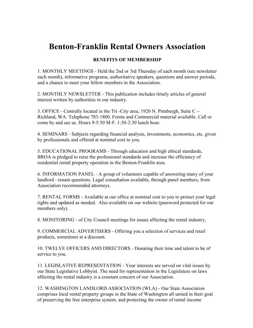 Benton-Franklin Rental Owners Association