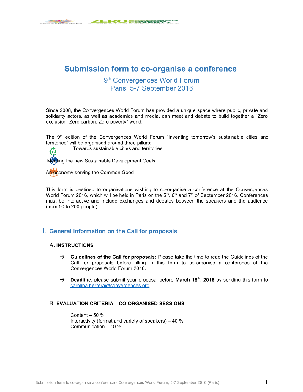 Submission Form to Co-Organise a Conference