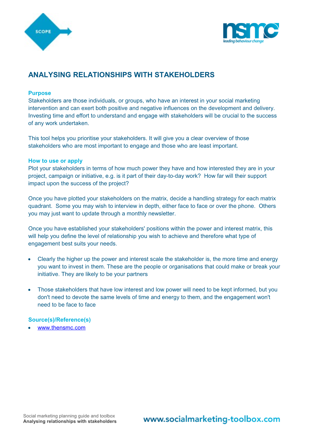 Analysing Relationships with Stakeholders