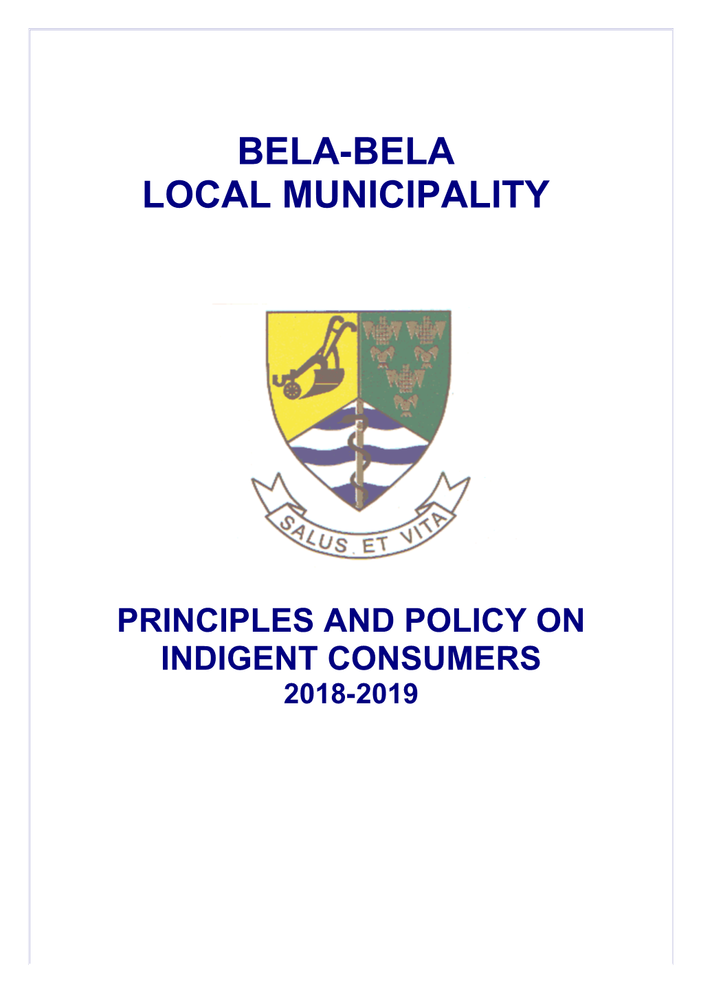 Principles and Policy on Subsidy Scheme for Indigent Households