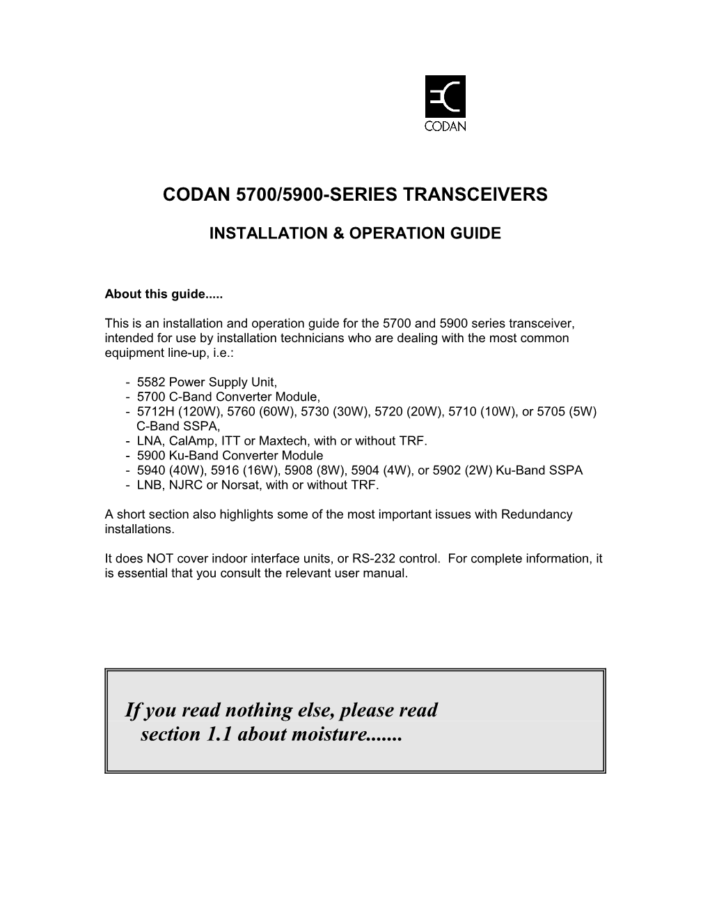 Codan 5600-Series C-Band Transceiver