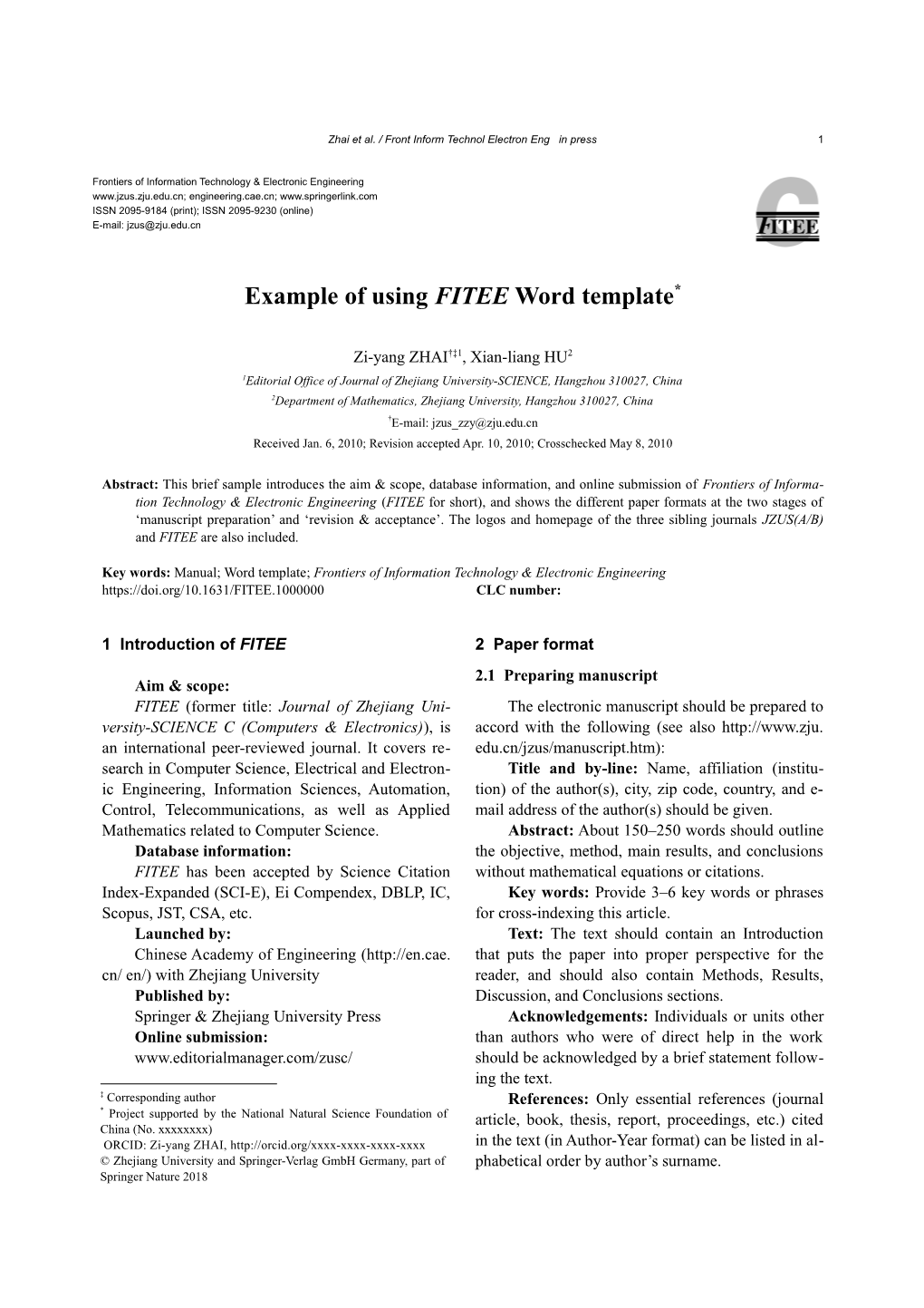 Zhai Et Al. / Front Inform Technol Electron Eng in Press