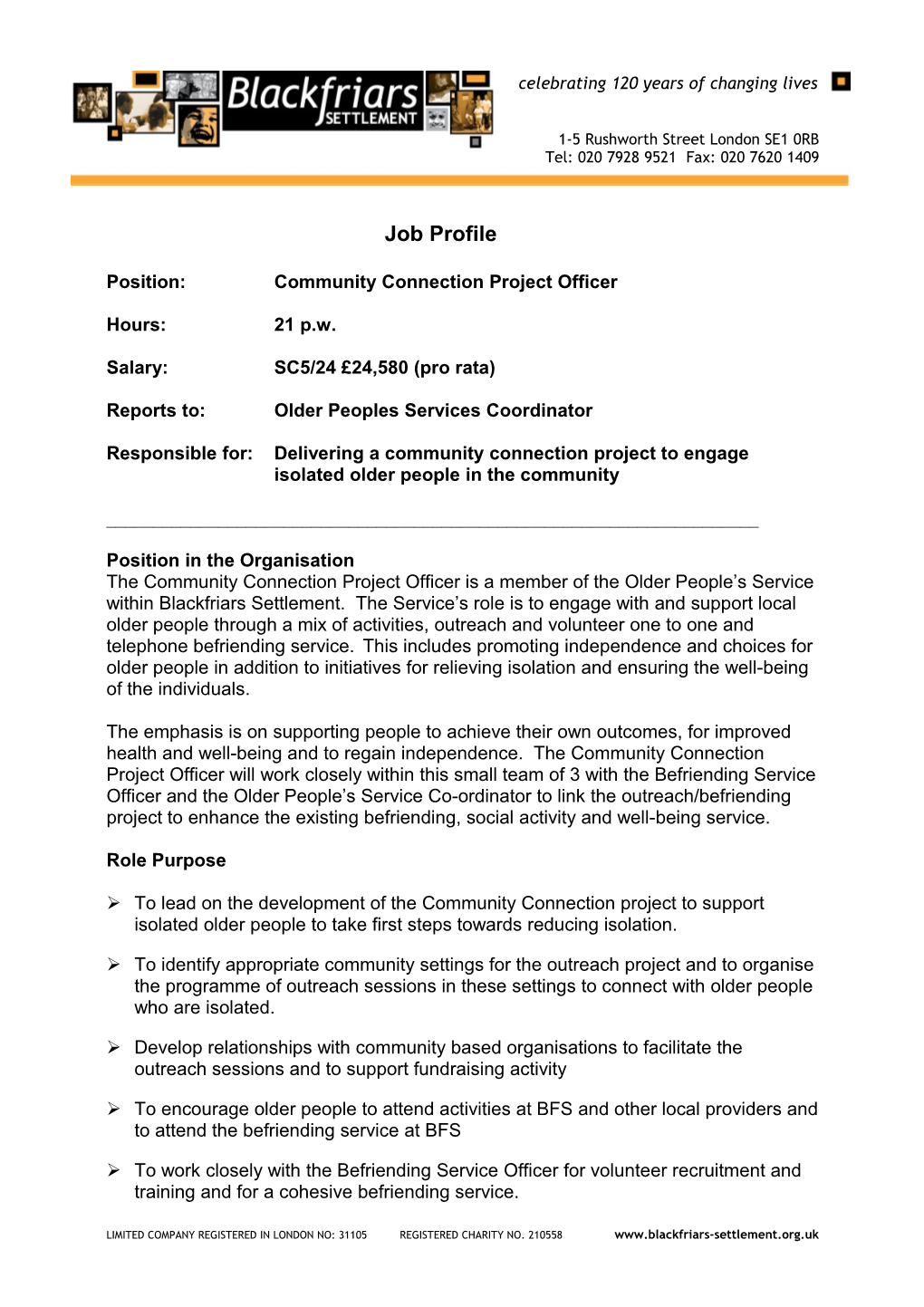 Position:Community Connection Project Officer