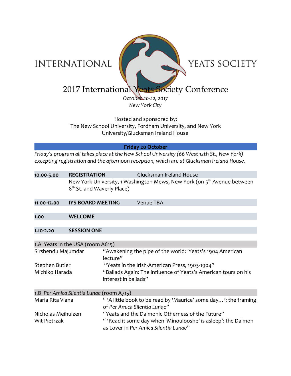 2017 International Yeats Society Conference