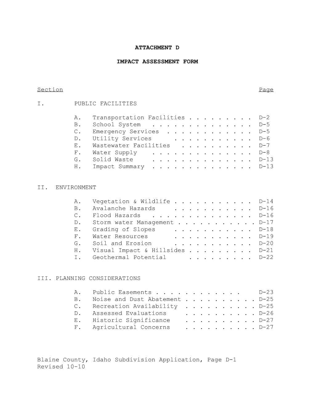 Impact Assessment Form