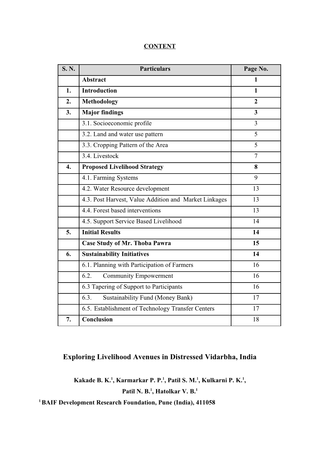 Exploring Livelihood Avenues in Distressed Vidarbha, India