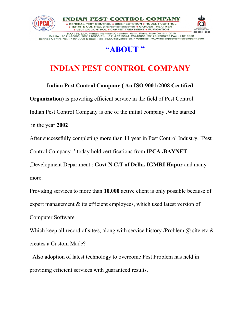 Indian Pest Control Company