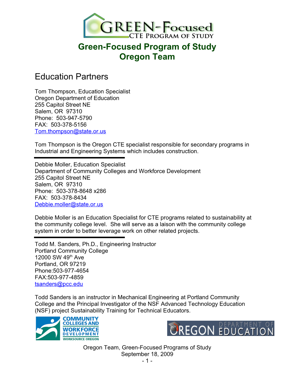Green-Focused Program of Study