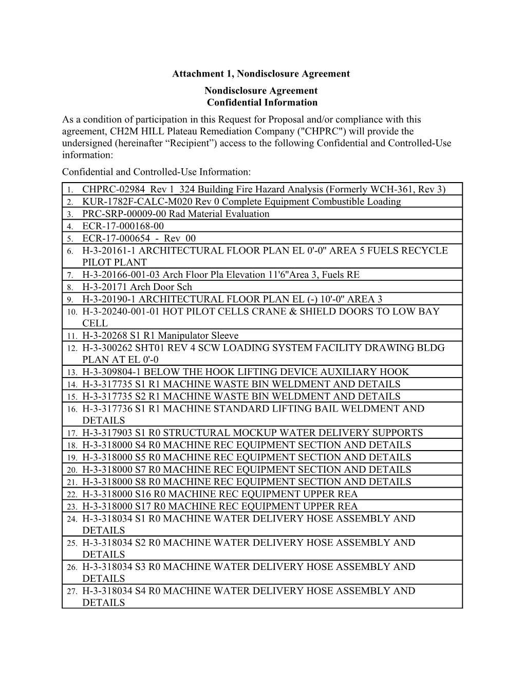 Attachment 1, Nondisclosure Agreement