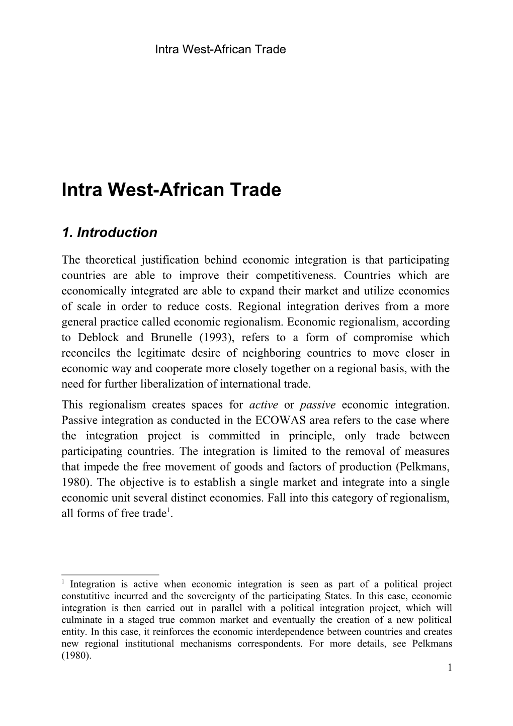 Intra West-African Trade