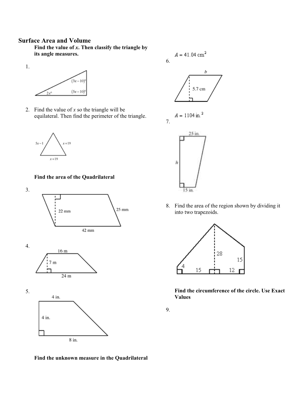 Surface Area and Volume