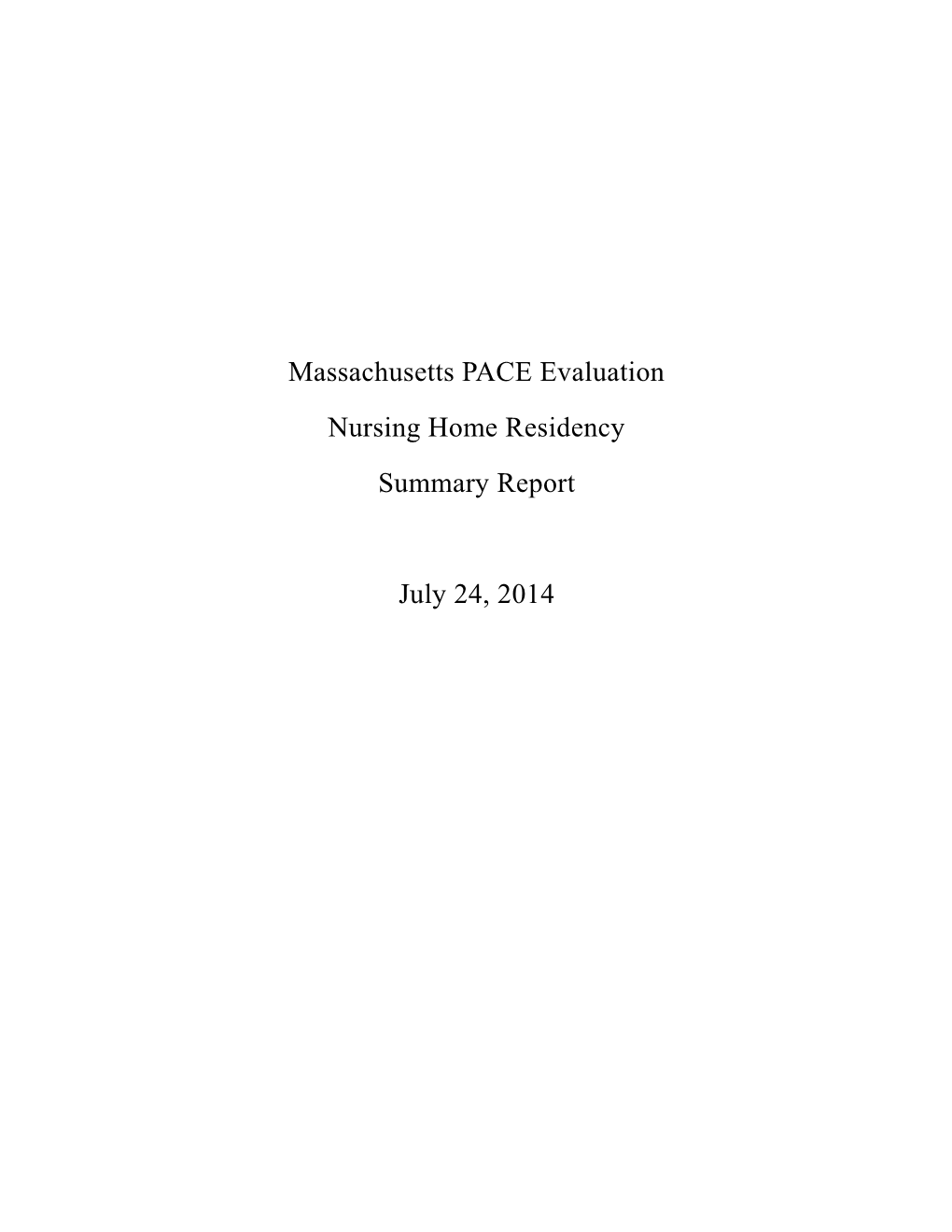 Massachusetts PACE Evaluation