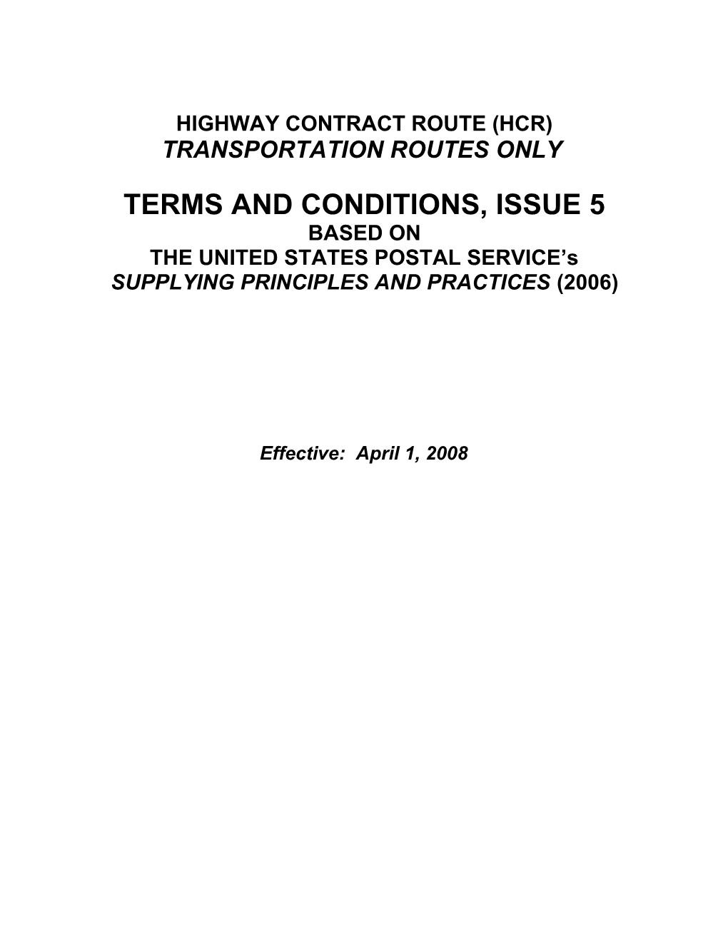 Highway Contract Route (Hcr)
