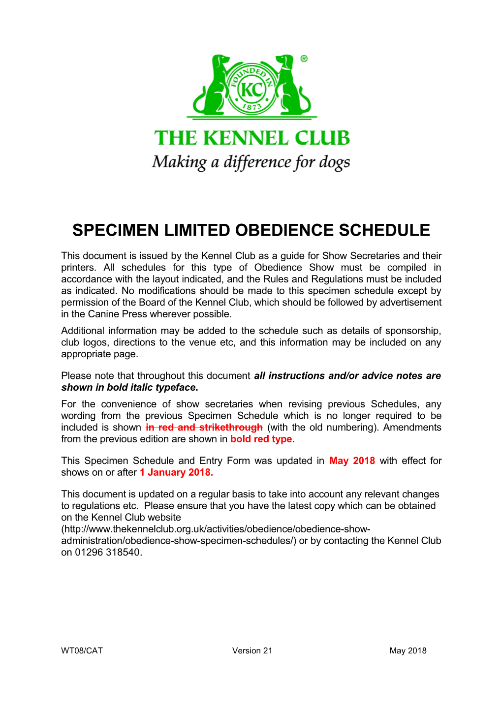 This Document Is Issued by the Kennel Club As a Guide for Show Secretaries and Their Printers