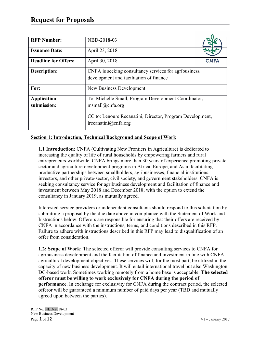 Section 1:Introduction, Technical Backgroundand Scope of Work