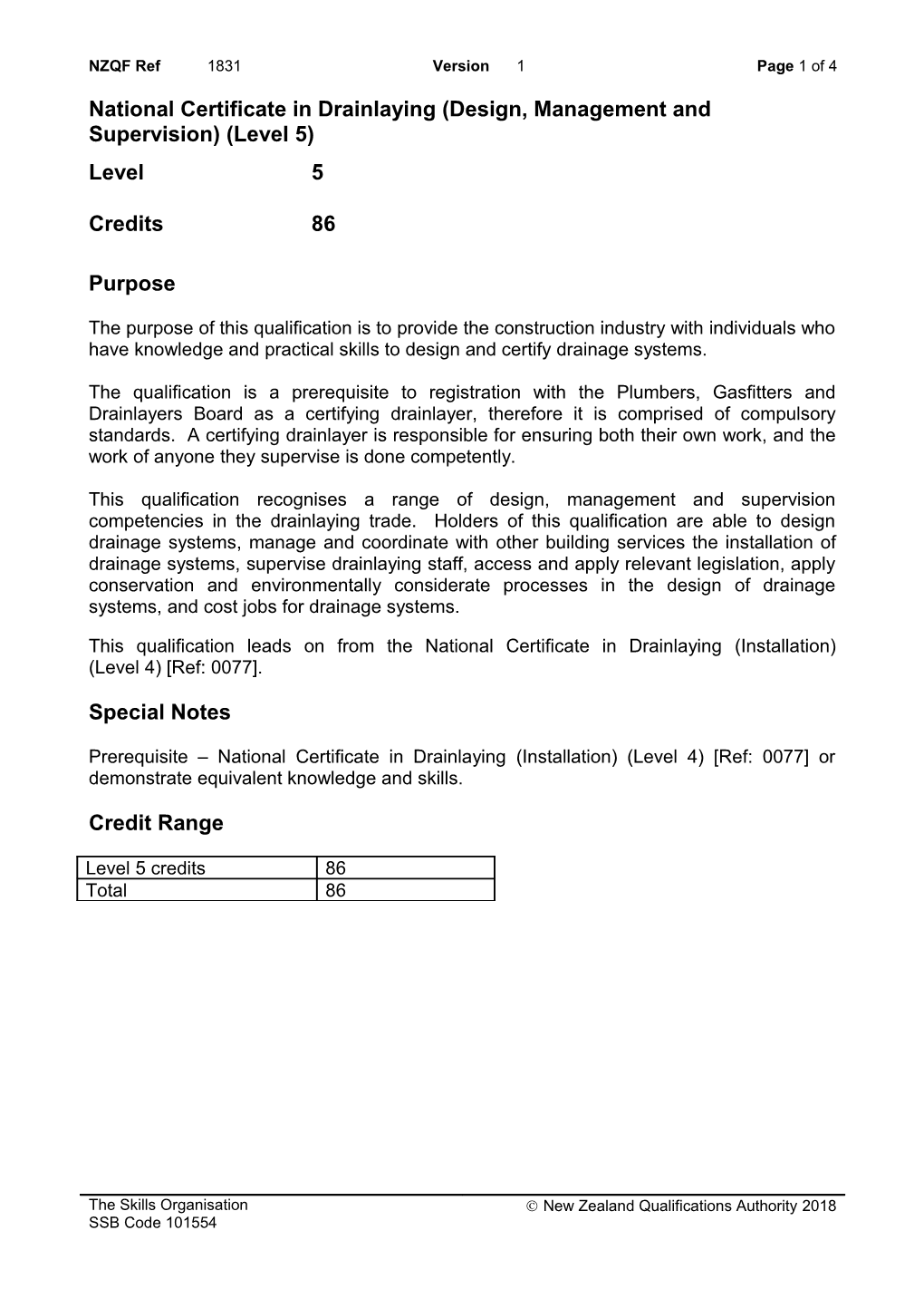 1831 National Certificate in Drainlaying (Design, Management and Supervision) (Level 5)